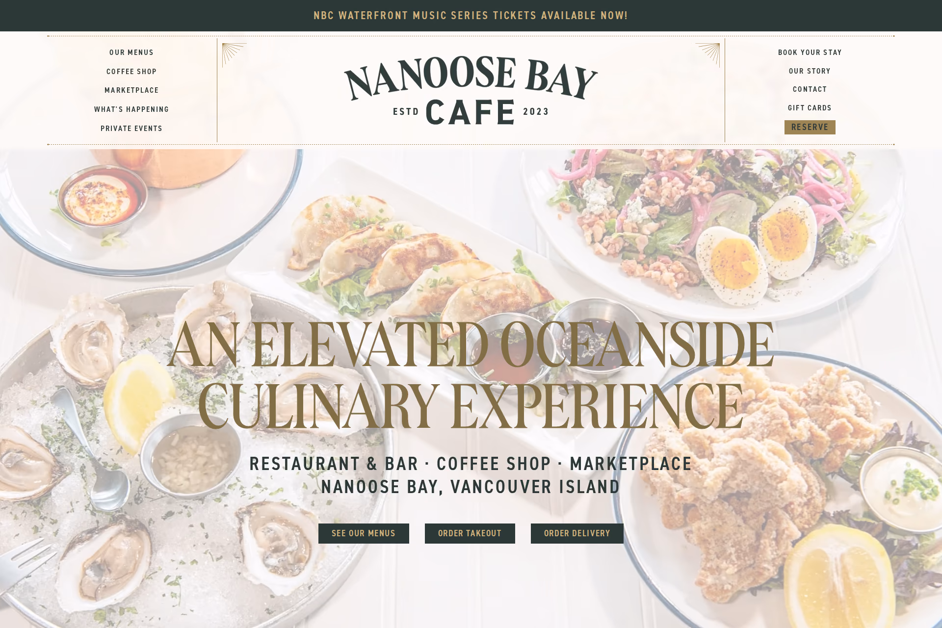 Nanoose Bay Cafe homepage overlooking the marina at Schooner Cove